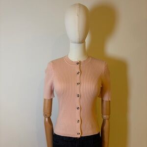 Forever 21 Peach Ribbed Short Sleeve Cardigan - Size S
